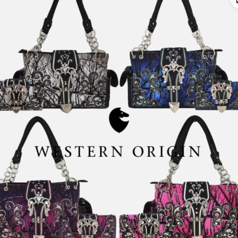 Camouflage Buckle Western Concealed Carry Purse Women Country Handbag Walle